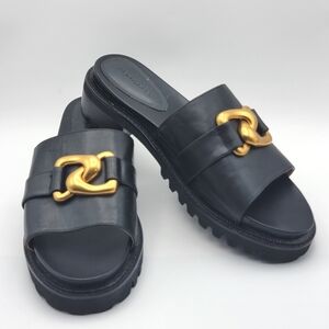 Aerosoles Black Lima Sandals‎ with Gold Link Size 12. #1157